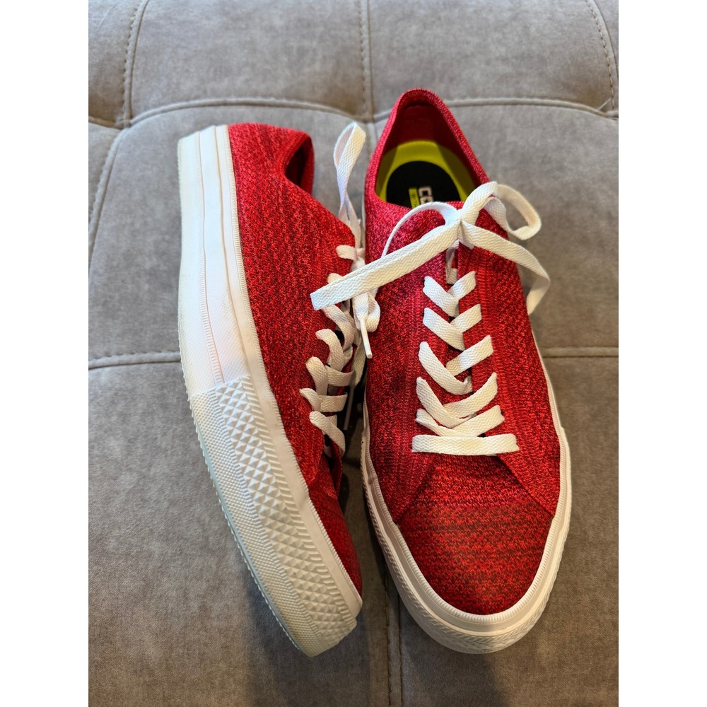 Converse All Star Red Knit Low Top Sneakers Mens 9.5 Womens 11.5 Lunarlon - Picture 3 of 5